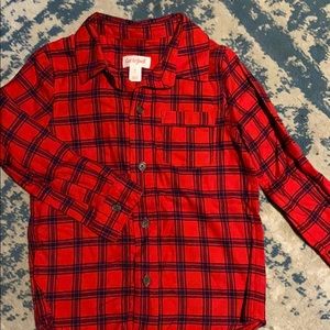 Cat and jack red/black plaid button up shirt